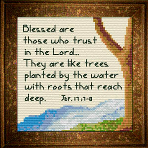 cross stitch Tree Water - Jeremiah 17:7-8 from JoyfulExpressions.us