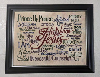 His Name is Jesus stitched by Karen Potter