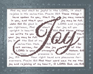 Joy - 8 Bible verses shown in Antique Violet