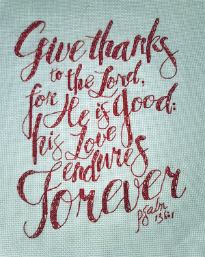 Give Thanks stitched by Jane Lecher