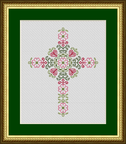 Dogwood and Hearts Cross Colorful