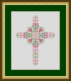 Dogwood and Hearts Cross Colorful Version