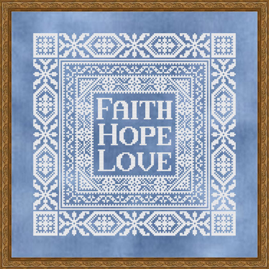 Icings Faith Hope Love on Nuthatch Blue