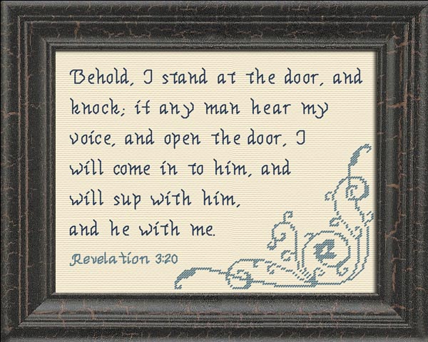 Behold I Stand At The Door Revelation 3 20 Cross Stitch Design