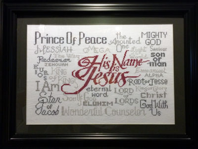 His Name is Jesus stitched by Dawn Hayes