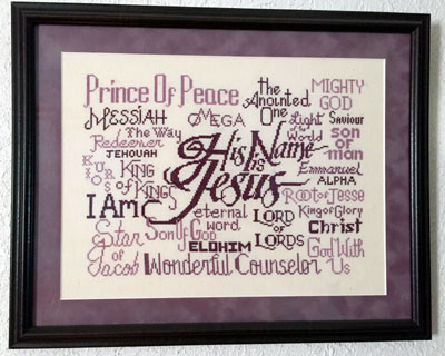 His Name is Jesus stitched by Maggie Bucko