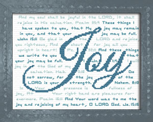 Joy - 8 Bible verses shown in Peacock Blue