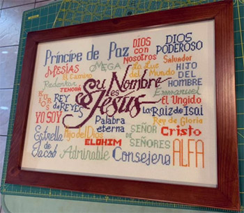 Su Nombre stitched by Angela Webster
