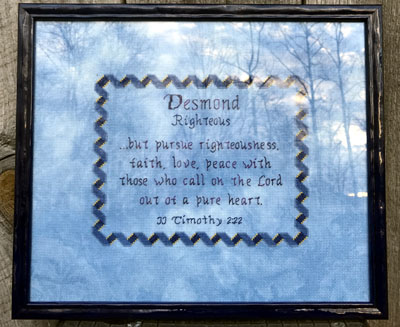 Desmond Name Blessings stitched by Desiree Hill