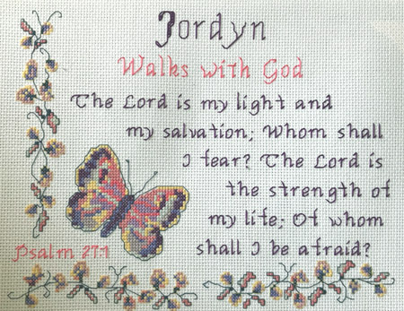 Jordyn Name Blessings Stitched by Trish Estes